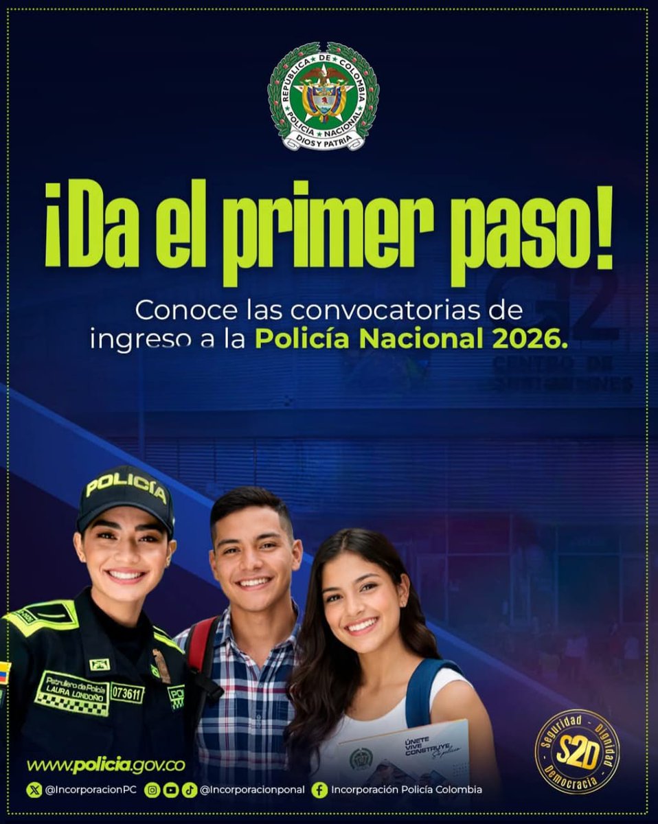 Policiantioquia's tweet photo. Si fuiste Auxiliar de Policía con buena conducta, este es tu momento 👮‍♂️
Da el siguiente paso y convierte tu vocación en una carrera como Patrullero, sirviendo con honor, disciplina y compromiso por Colombia.
Haz que tu servicio continúe...
#PoliciaPorVocacion #JuntosPorAntioquia https://t.co/NFs3aQ5x8l