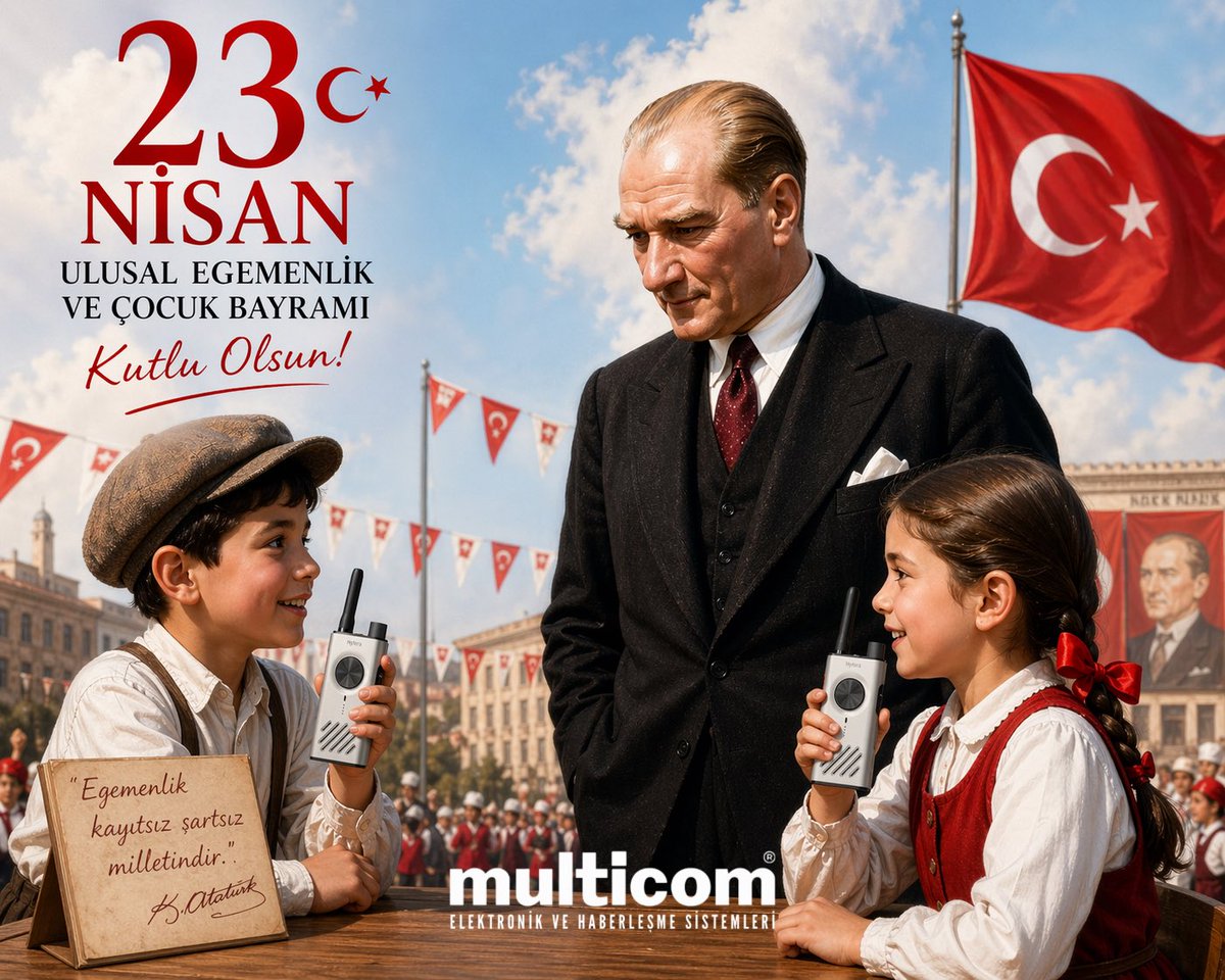 multicom_ltd's tweet photo. 23 Nisan; millet iradesinin teminat altına alındığı, egemenliğin kayıtsız şartsız millete ait olduğunun ilan edildiği gündür 🇹🇷

Bu anlamlı mirası çocuklara armağan eden Gazi Mustafa Kemal Atatürk’ü saygıyla anıyor, geleceğimizin teminatı tüm çocukların bayramını kutluyoruz. 🎈 https://t.co/63uGdnwfwZ