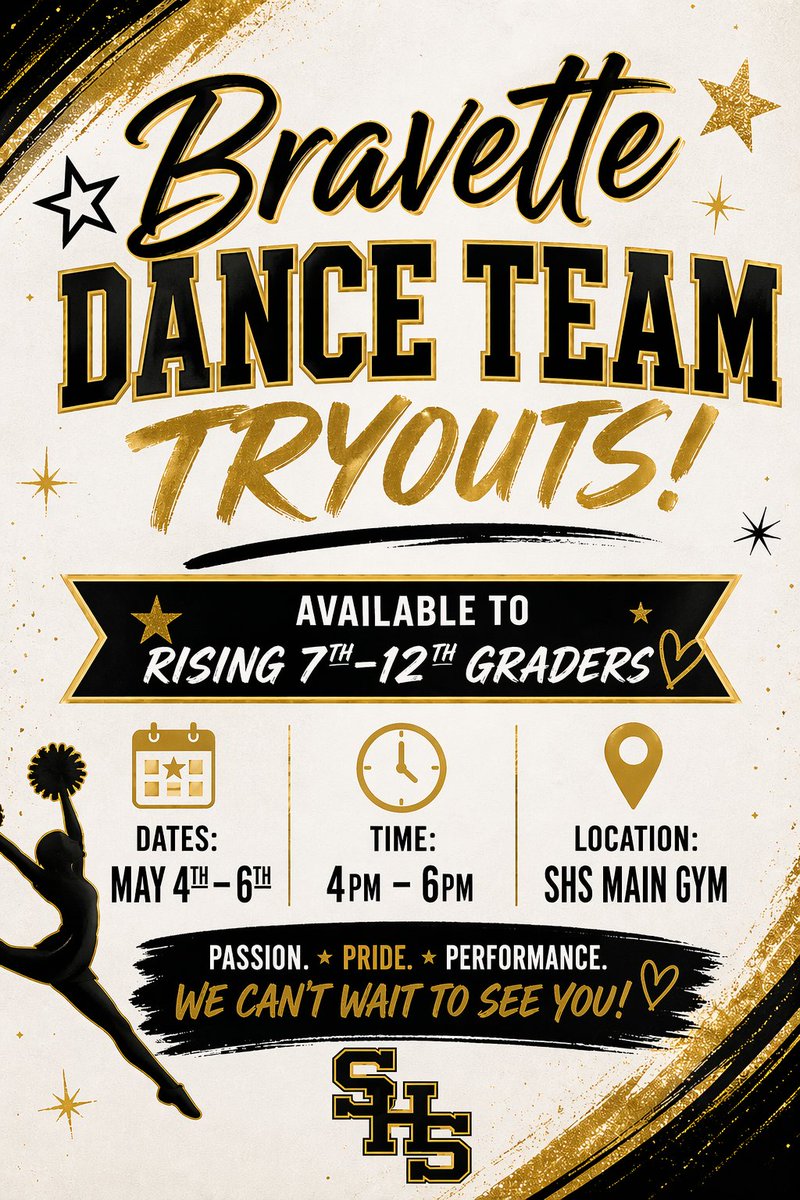 SocasteeHS's tweet image. Bravette Tryouts May 4 - May 6 socasteebraves.com/News/114075 
#GoldBlooded #Finish