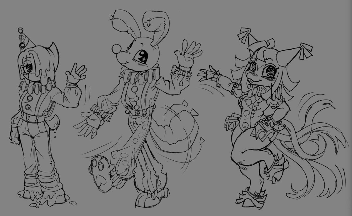 squimpyz's tweet photo. Working on my circus trio designs! 
#dandysworld https://t.co/oCicQJlJbu