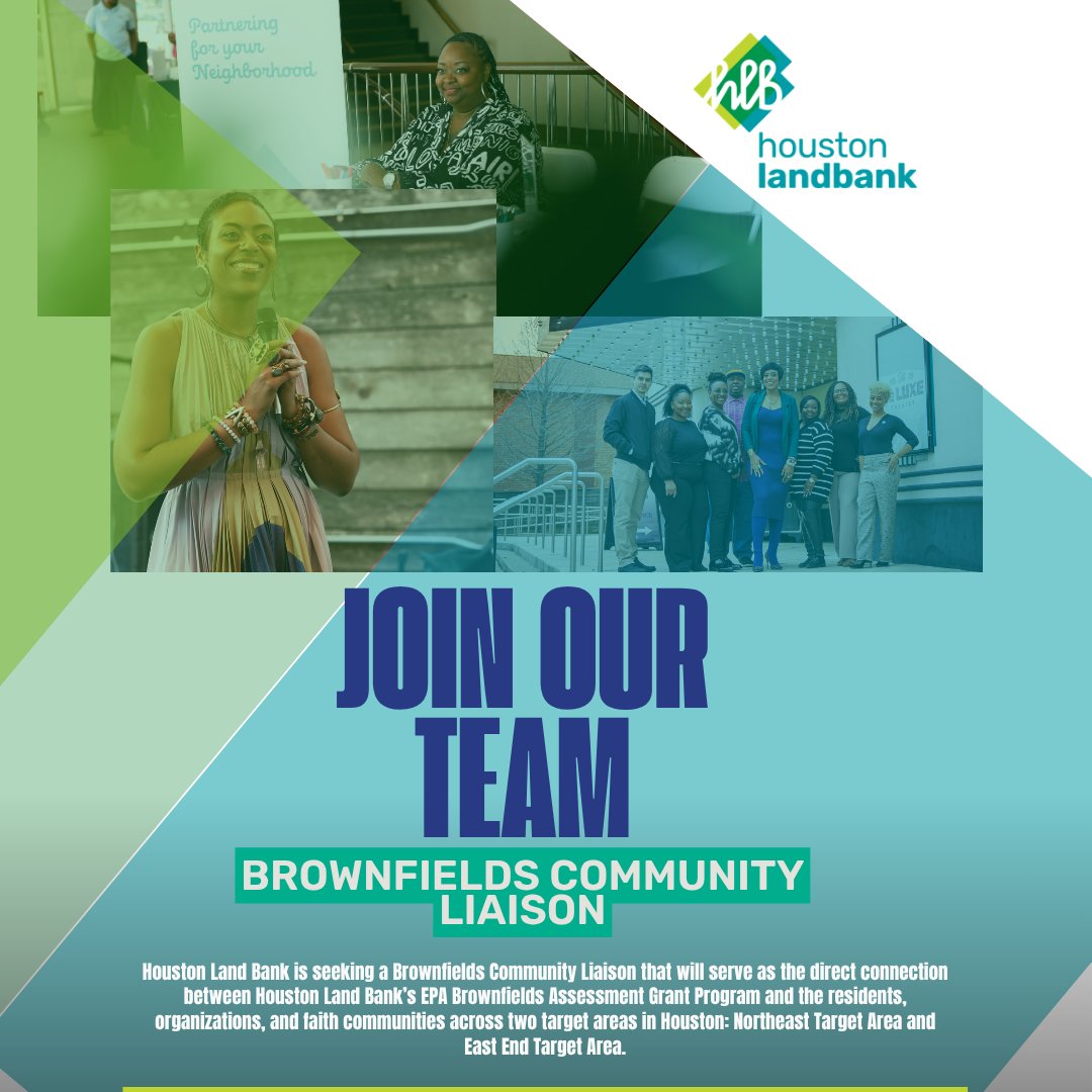 HTXLandBank's tweet photo. 🚨 We’re Hiring!

Houston Land Bank is seeking a Brownfields Community Liaison to connect our EPA grant program with residents and organizations in Northeast &amp; East End Houston.

Passionate about community impact? Apply today!

#NowHiring #HoustonJobs #CommunityEngagement https://t.co/kcCkCz7auJ