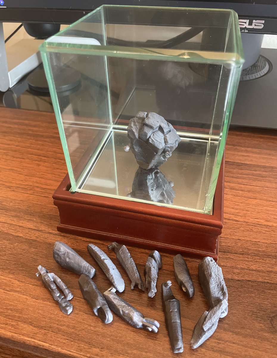 GrhmRst's tweet photo. @pedramamini Eridians can't survive our atmosphere, which is convenient for me. The base of my display has a 1"x3"x3" hole. For Rocky's alien voice I can fit a vibration speaker so the audio sounds like its coming from inside the glass cube. Then I could use an M5Stack for the computer voice https://t.co/smH4NNwfEW