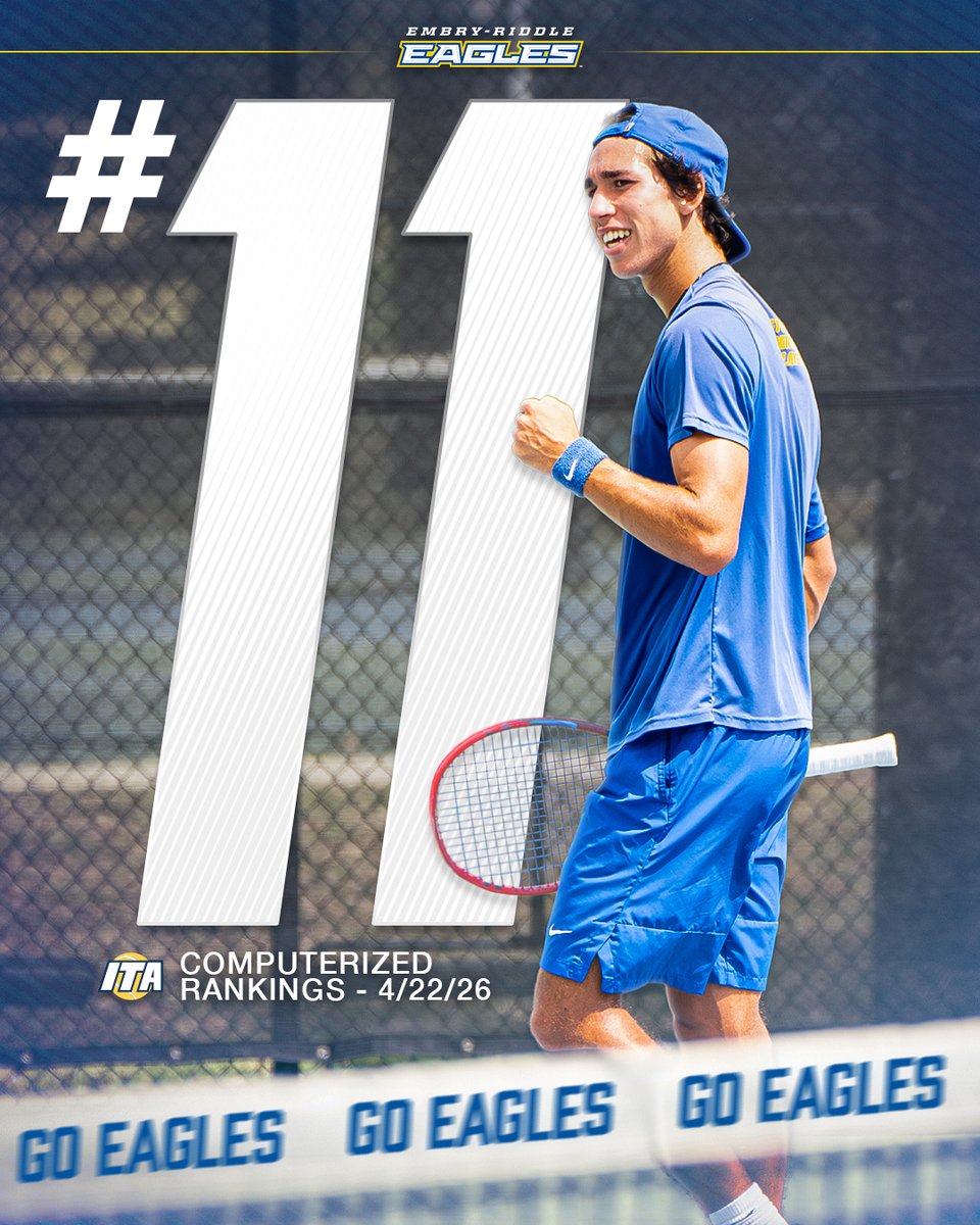 ERAUMTennis's tweet photo. Moving back up ⬆️

Your Eagles are now No. 11 in the latest @ITA_Tennis DII Rankings ahead of postseason play!!

#GoERAU https://t.co/EpjRNozRQP