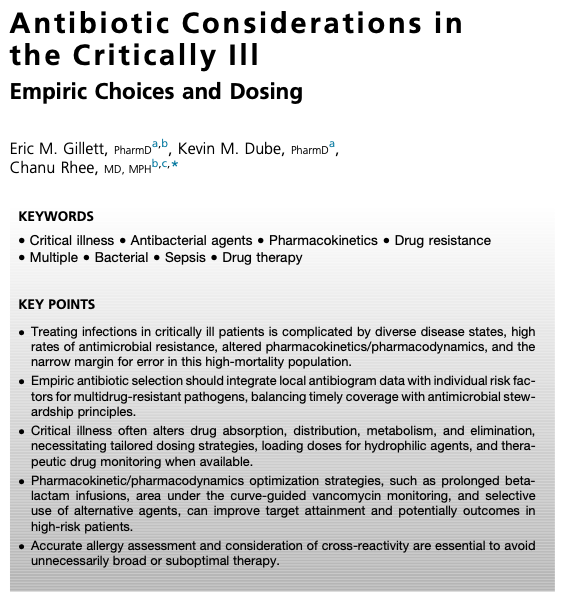 AliSMV7's tweet photo. Antibiotic Considerations in the Critically Ill
Empiric Choices and Dosing

https://t.co/9KgHkCEO1m https://t.co/BfnEJTiSAV