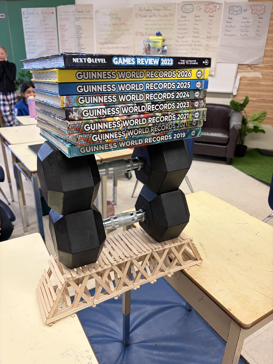 MrTsClassroom's tweet image. Their bridges worked! My grade 5’s were excited that their hard work paid off. Some were able to hold 100 pounds! We needed extra books to push them to their limits! The kids debated why some worked better than others, which is what you want in Science class! #tvdsb @TVDSB_STEM
