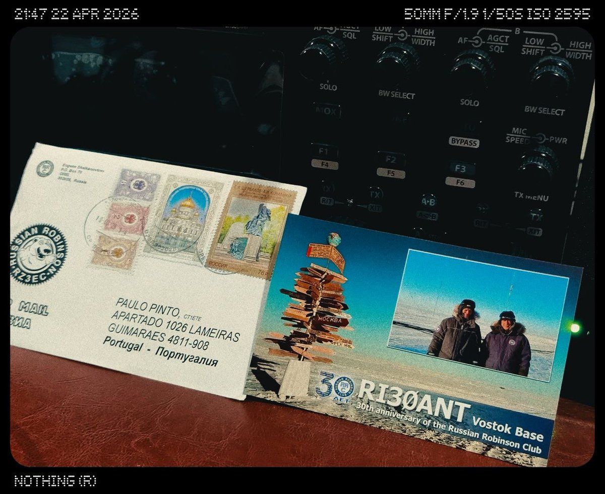 CT1ETE's tweet image. Amazing QSL card from RI30ANT, #antarctica, commemorating the 30th anniversary of the Russian Robinson Club. My club nr. is 1093. #hamradio