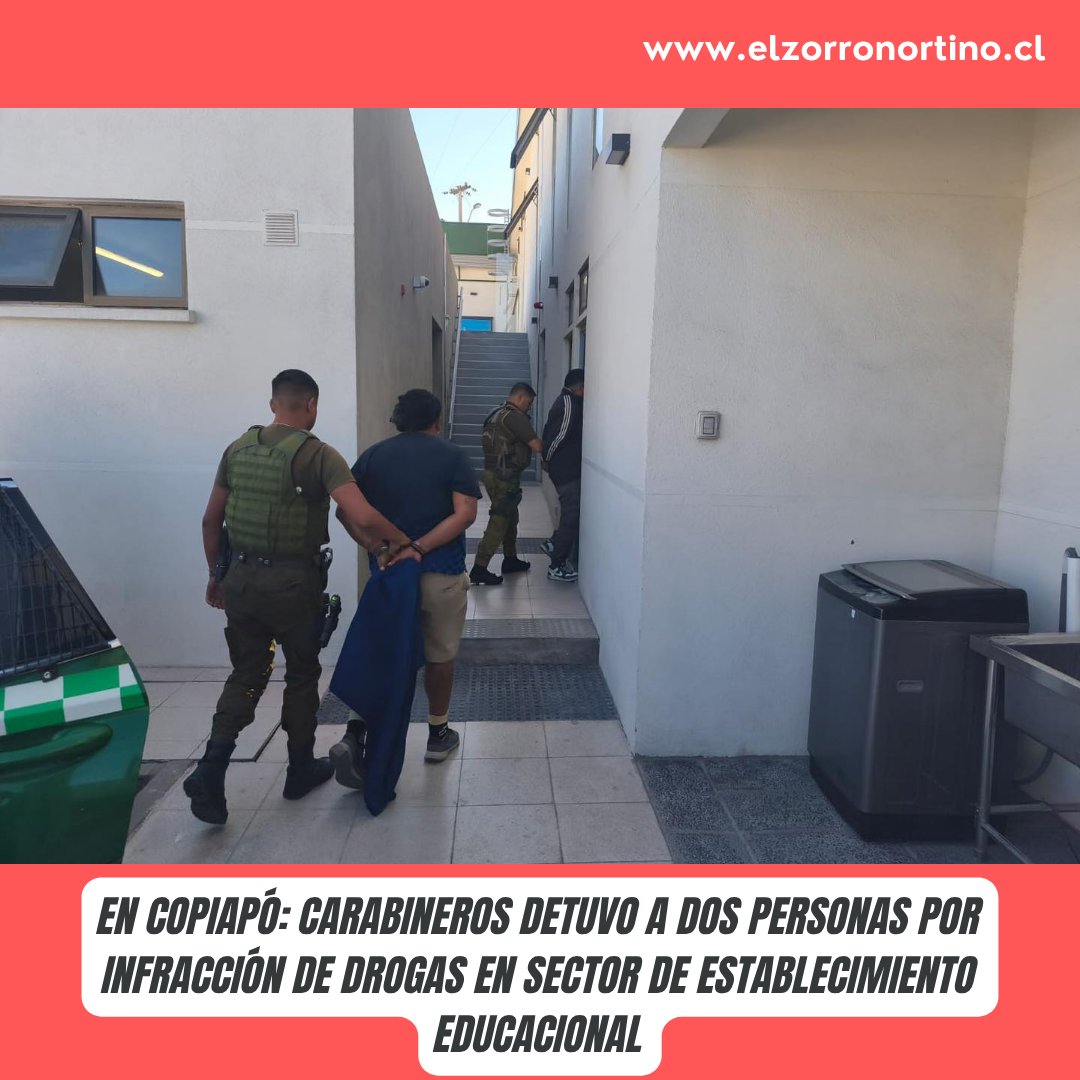 Elzorronortino's tweet image. En Copiapó: Carabineros detuvo a dos personas por infracción de drogas en sector de establecimiento educacional

elzorronortino.cl/actualidad/en-…

#seguidores #elzorronortino #destacarme #noticiasdehoy #todos #atacama