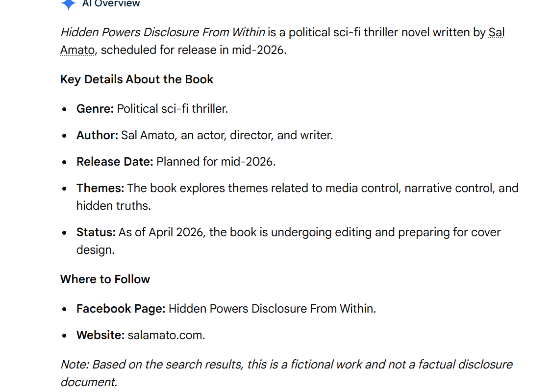 Did a #google search on Hidden Powers Disclosure From Within and this is what the overview is.  #salamato #book #hiddenpowers #disclosurefromwithin #aliens #ufos #timburchett #conspiracy #disclosure #scientists