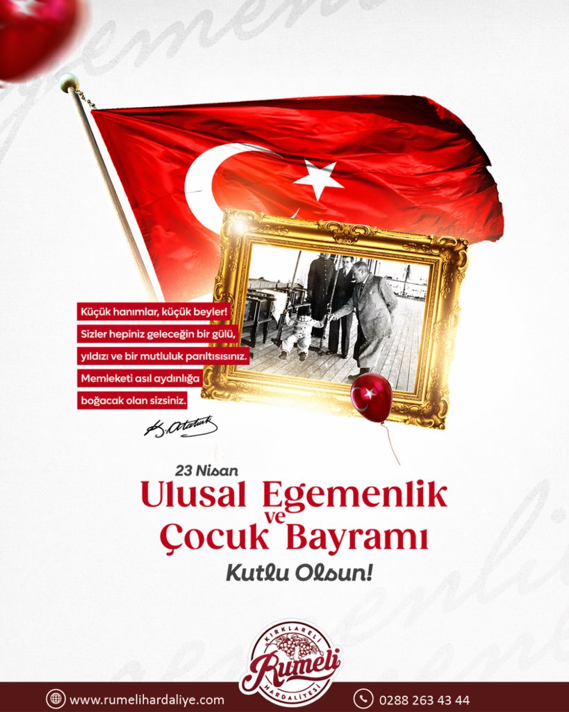 Küçük hanımlar, küçük beyler!
Sizler hepiniz gelecegin bir gülü,
yıldızı ve bir mutluluk parıltısısınız.

Memleketi asıl aydınlığa
boğacak olan sizsiniz.

23 Nisan Ulusal Egemenlik ve Çocuk Bayramı Kutlu Olsun🇹🇷🇹🇷🇹🇷

#23nisan #23nisanulusalegemenlikveçocukbayramıkutluolsun
