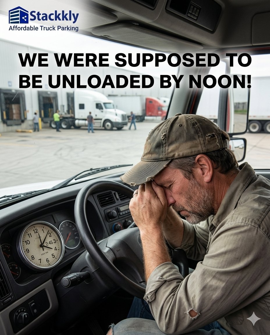 stackkly's tweet photo. Ever feel like you live at loading docks? What's the longest you've ever waited at a receiver? Tell us your horror stories below and let's commiserate. 
And if you're done wasting time looking for a spot, check out https://t.co/5sb3ATr7y8
#TruckerProblems #CDLLife #TruckLife https://t.co/zirJg7DusI