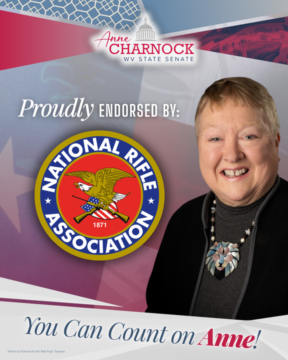 CharnockForWV's tweet image. Honored to receive the endorsement of the National Rifle Association. As your WV State Senator, I will always stand firm in defense of our Second Amendment rights. West Virginians know the value of our freedoms, and you can count on me protect them. 
#CharnockForWV #2A #WVSenate
