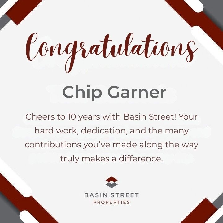 basinstreet_'s tweet photo. Celebrating 10 wonderful years with Basin Street Properties, Chip Garner! 🎉 Thank you for a decade of dedication, effort, and the many ways you’ve contributed to our team’s growth and success. Congratulations on this milestone, Chip!

#CRE #MilestoneMoment #NorthBay #TeamWork https://t.co/nepqekMpoh