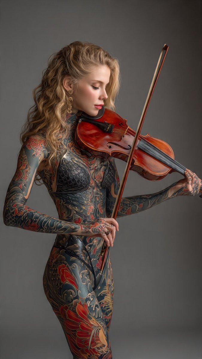 21stmillennium's tweet image. Two arts in one aspect. 🌸
The violin sings, ink tells the story. 🎻
#Violin #Irezumi #Violinist #TattooedViolinist #JapaneseTattoo #DragonTattoo #ClassicalViolin #BodyArt #MusicAndInk #ViolinAndTattoos #Horimono #8KPortrait #ViolinPlayer #InkSymphony