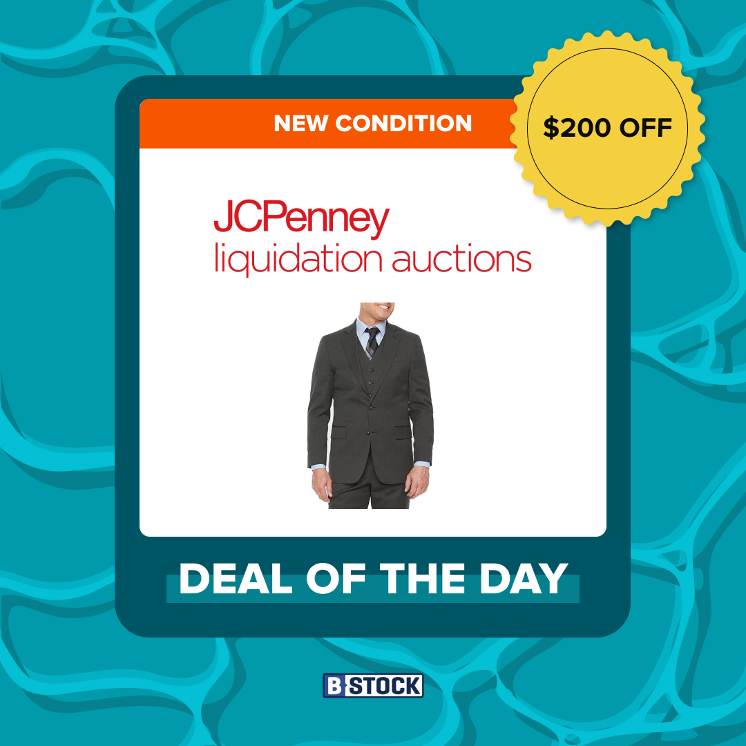 👕 JCPenney Apparel: $200 OFF

Don’t miss $200 off new condition apparel across men’s, women’s, and kids’ categories. This is 2,666 units (4 pallets) of unsold merchandise with no signs of use.

Limited window on this one — don’t wait.

Get your bid in before it’s gone 👇