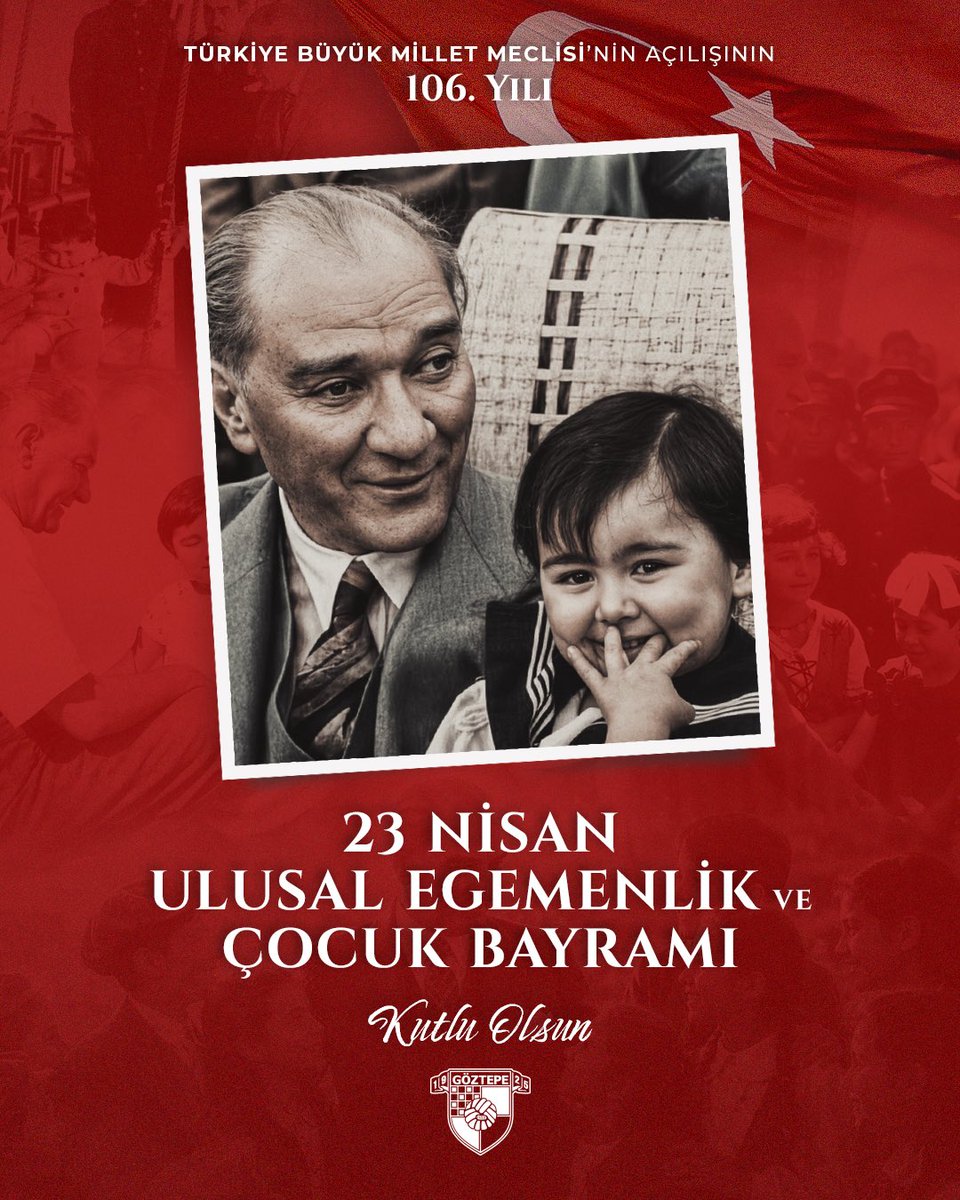 Bugün 23 Nisan 2026 Türkiye Büyük Millet Meclisi’nin açılışının 106. yılı!

Ulu Önder Gazi Mustafa Kemal Atatürk'ün tüm dünya çocuklarına armağan ettiği 23 Nisan Ulusal Egemenlik ve Çocuk Bayramı kutlu olsun🇹🇷

#Yaşasın23Nisan