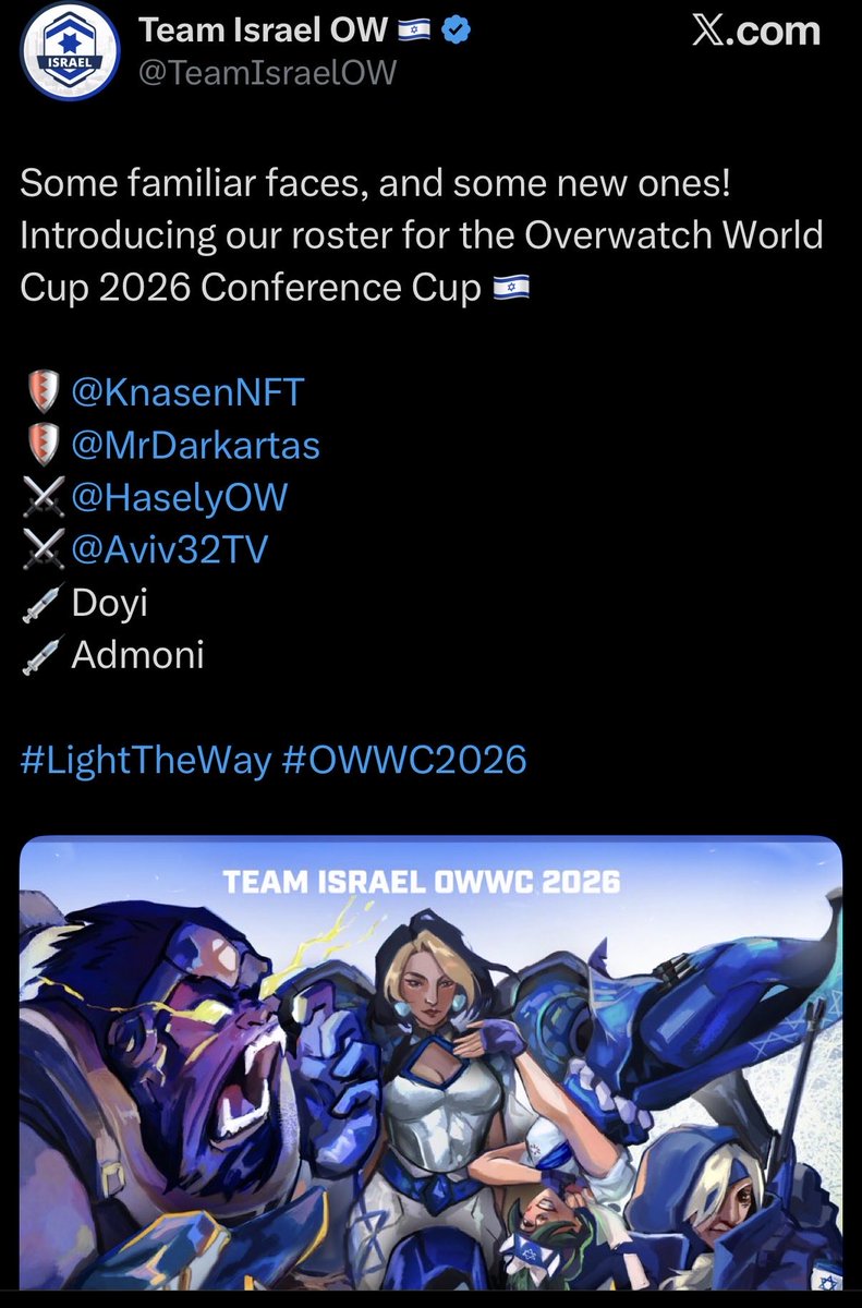 DNNreporting's tweet photo. RUMOR: Israel sue Blizzard

Allegedly, OWWC Team Israel may take legal action against Blizzard for not releasing Sierra before wildcard games. Blizzard supposedly did this to stop Israel from airstriking its opponents, their only chance at beating real teams

Source: achtungbabey https://t.co/qpP0NUnzTw