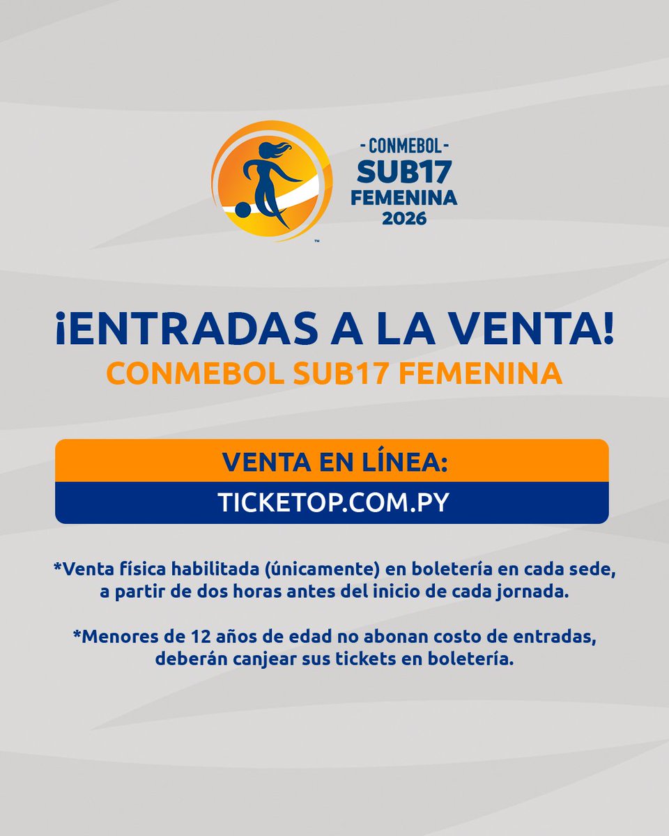 Comenzó la venta de entradas para la CONMEBOL #Sub17Fem 🎟️

Começou a venda de ingressos para a CONMEBOL #Sub17Fem 🤩