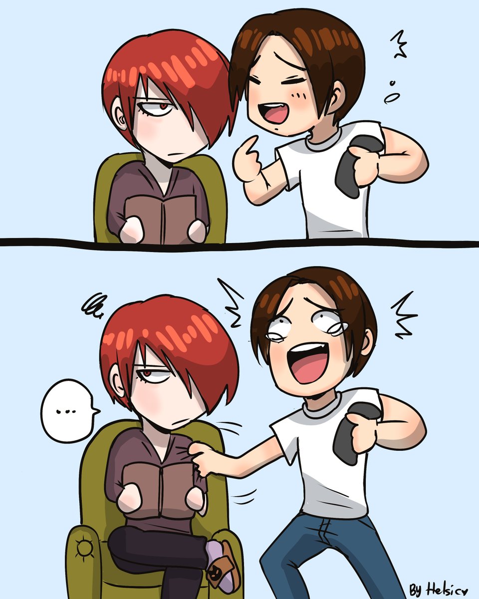 Iori was  reading a book when suddenly Kyo (who was playing PS) interrupts him to  tell him a joke he just remembered Benimaru told him. Kyo can't even  tell the joke properly and keeps laughing while Iori's wondering, 'why do you interrupt me for nonsense?'