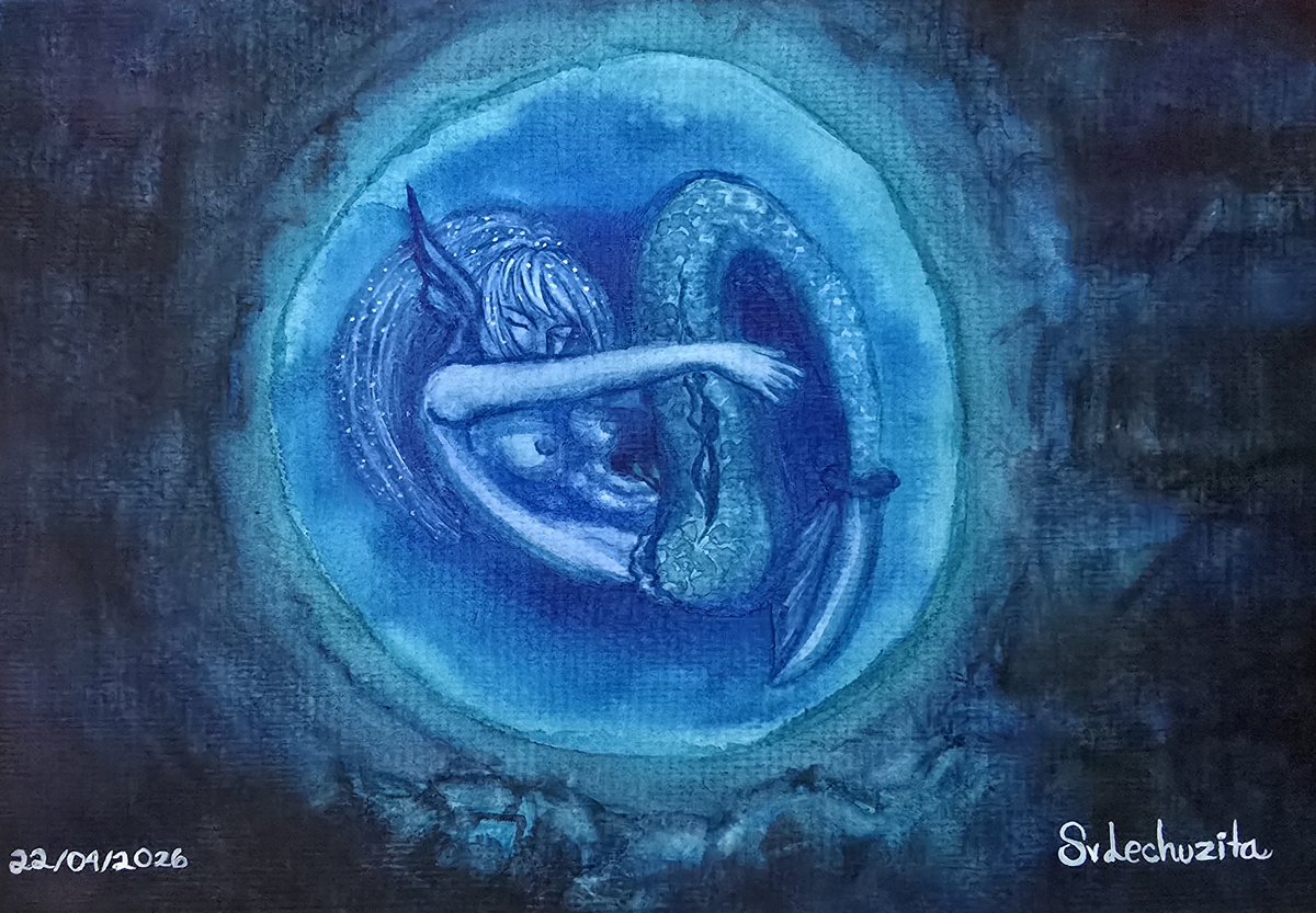 SrLechuzita's tweet image. The daughter of Liwyatan and the moon
#seaglass #siren #WatercolorArt #aquarium