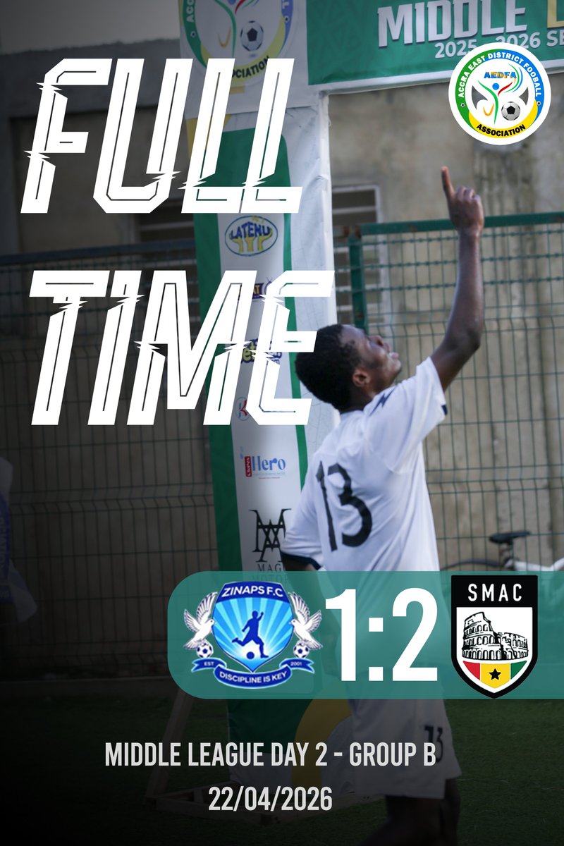 smacafrica's tweet image. Another battle. Another victory 💥⚽
Zinaps FC 1 - 2 SMAC SC 🔥
Heart, discipline, and belief — we keep rising 💪
#SMACSC #MiddleLeague #Victory #FootballJourney #TeamSpirit #GhanaFootball #KeepGoing #Winners