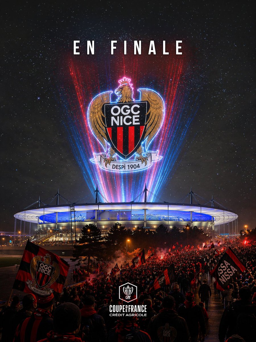 coupedefranceCA's tweet photo. 🔥 2EME FINALE EN 4 ANS POUR NICE 🔥
Après 2022, l'@ogcnice retrouve le Stade de France après sa victoire 2-0 à Strasbourg en demi-finale 🙌

#CDFCA https://t.co/57xI7nmdVC