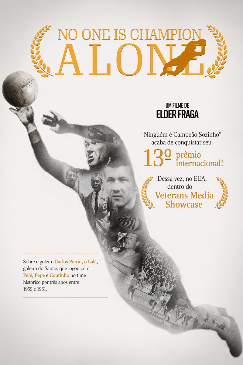 🏆 13 VEZES PREMIADO! 🏆
É com imensa alegria que anunciamos que o filme "Ninguém é Campeão Sozinho" acaba de conquistar seu 13º prêmio internacional! Desta vez, recebemos a Menção Honrosa no Veterans Media Showcase 2026, na Flórida, Estados Unidos. 🇺🇸