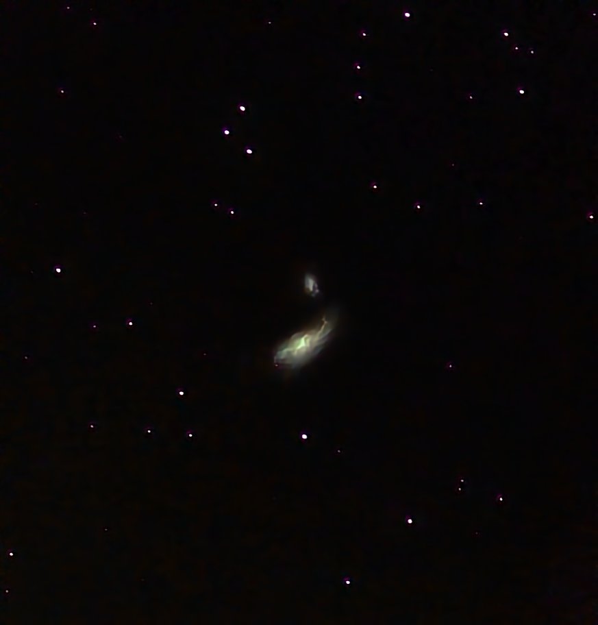 lakazel's tweet photo. #CocoonGalaxy in Canes Venatici #NGC4490 mit Seestar S50. KI:"Sie befindet sich in einer "gezeitenbedingten Tanzbeziehung" mit der kleineren Begleitgalaxie NGC 4485."😆 https://t.co/o8sziFONnZ
