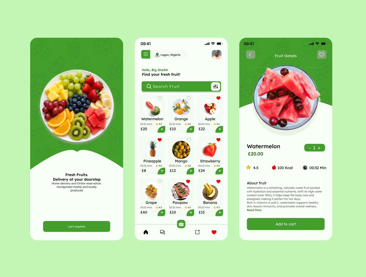 BigSheikh001's tweet image. Fresh fruits, just a tap away 🍉🍍

Clean and simple UI design for a smooth fruit shopping experience.

#UIDesign #UXDesign #AppDesign
