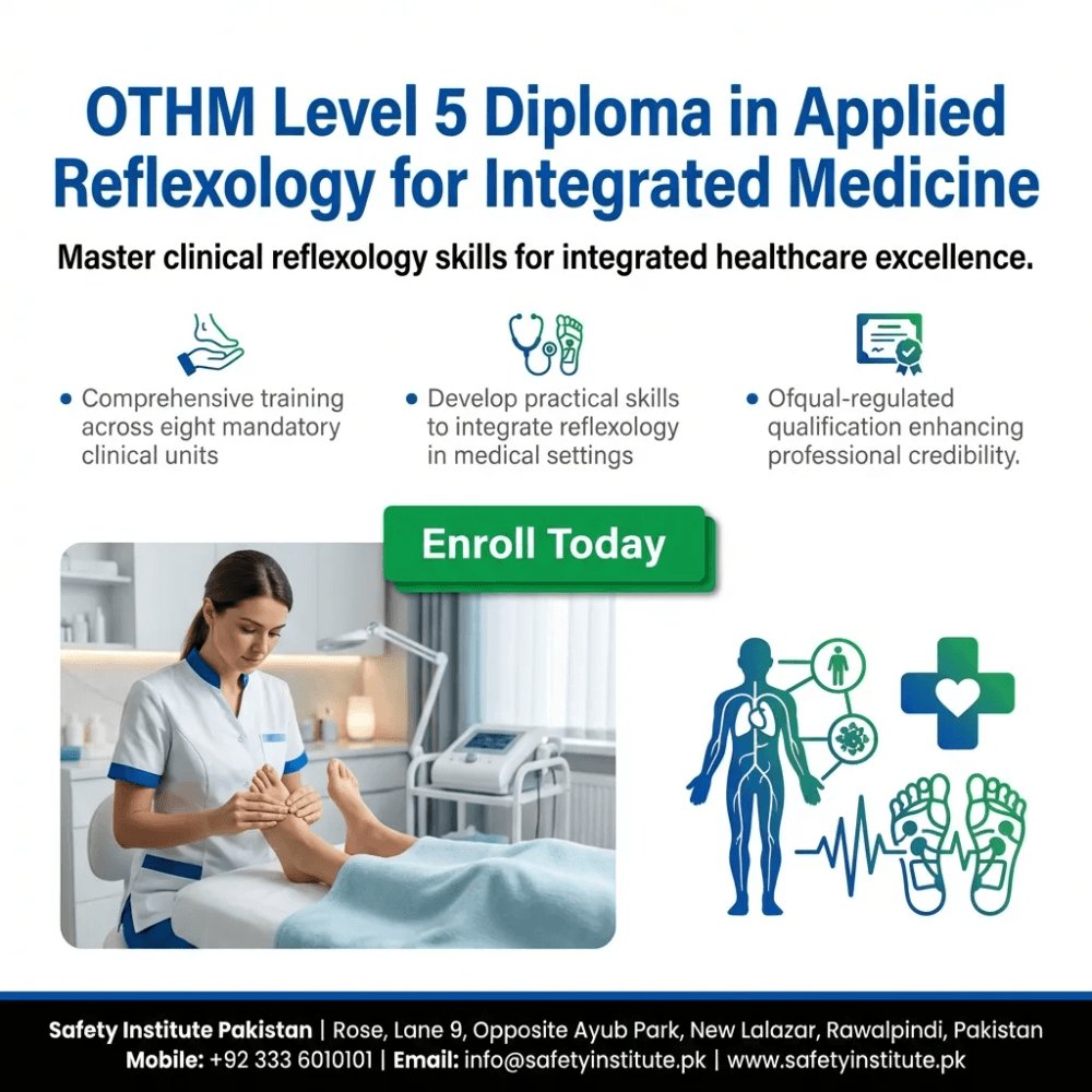 SafetyPakistan's tweet image. OTHM Level 5 Diploma in Applied Reflexology for Integrated Medicine — Open for enrolment at Safety Institute Pakistan. Level 5. #OTHM #Level #Diploma #Applied #Reflexology #Integrated #Medicine #VocationalTraining #Diplomas