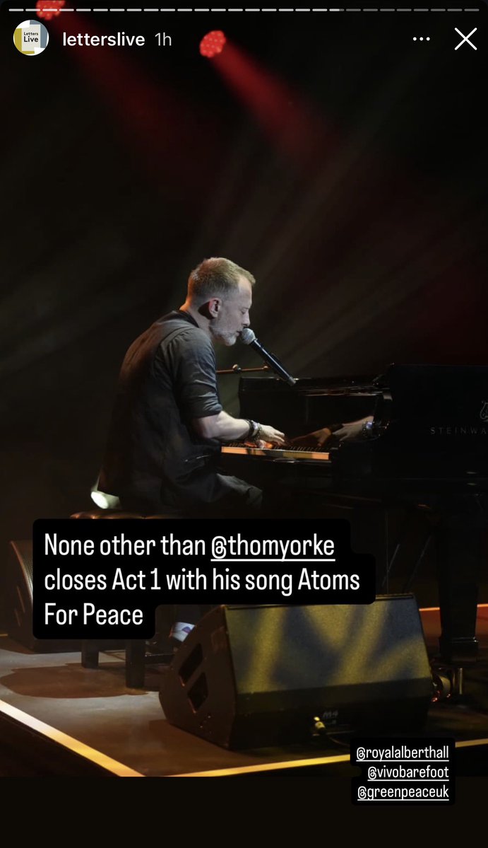 Thom is performing right now at Royal Albert Hall