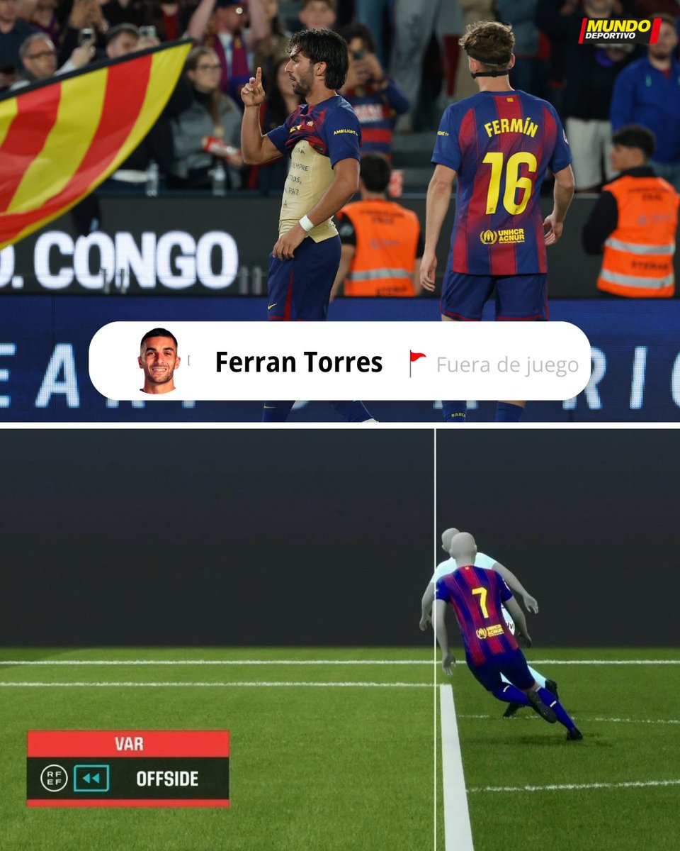 🤏 El fuera de juego por el que le han anulado un gol a Ferran Torres