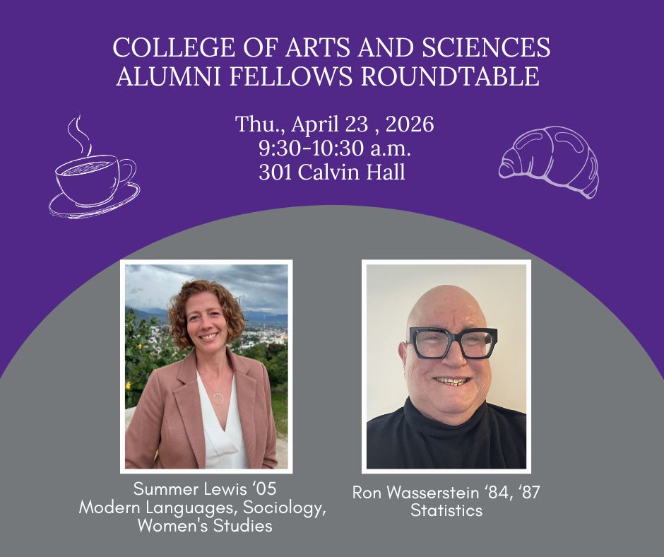 KStateArtSci's tweet photo. Meet our 2026 Alumni Fellows--Summer Lewis '05, Spanish, sociology &amp; women's studies, and Ron Wasserstein '84, '87, statistics! Hear how their K-State experiences prepared them for their careers!

Roundtable with light breakfast &amp; coffee
Thu., April 23 | 9:30 | 301 Calvin Hall https://t.co/47WQCgGtfy