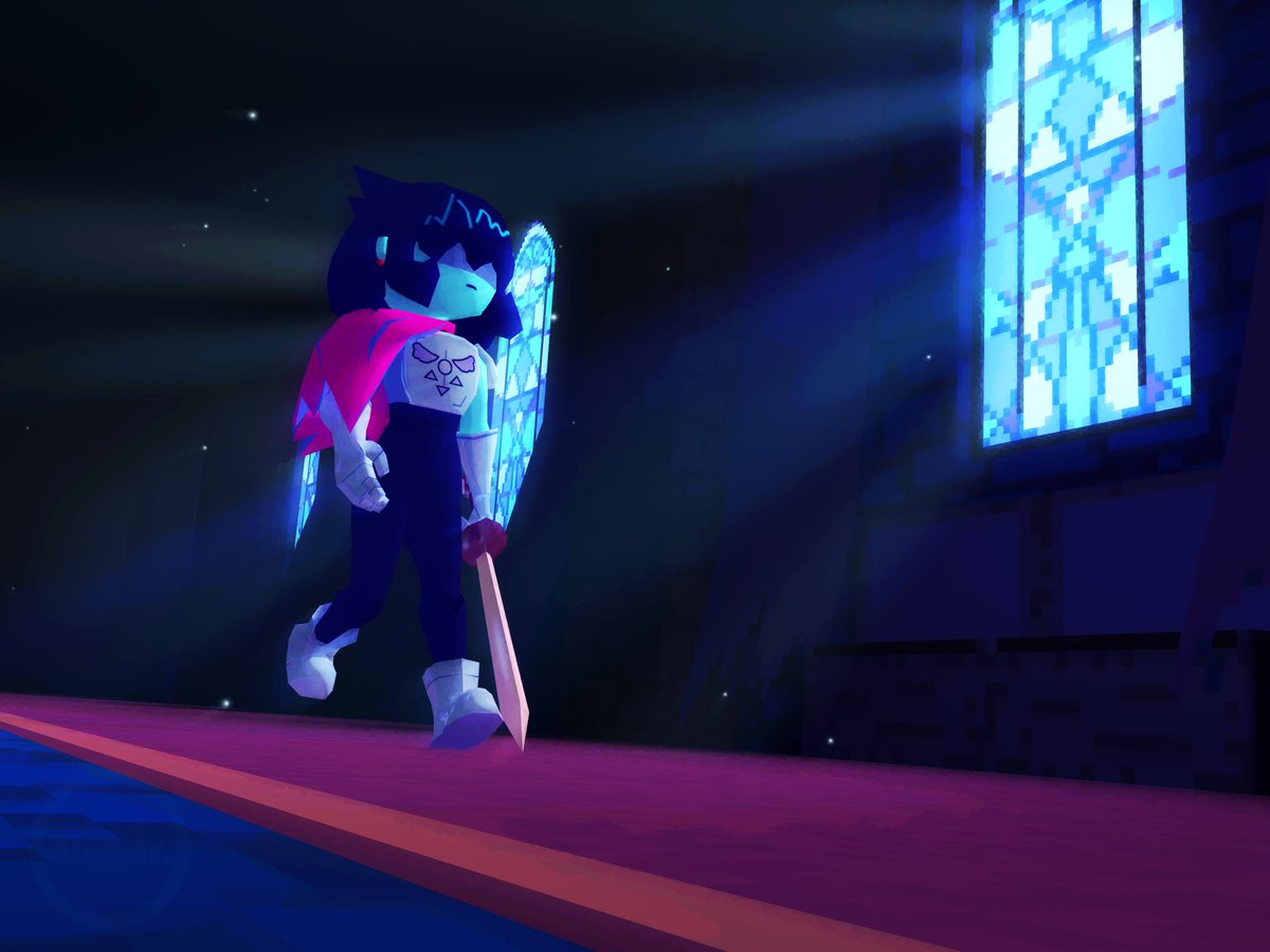 BlueJrArt's tweet photo. "Oh the vibes..." ❤️

Yeah sometimes I do some 3D art, I'm still getting some ideas and improving on modelling to make some better art, maybe animations too, while that.. It's very fun to play with the lighting and with environments.

' 2025
#deltarune #deltarunefanart #kris https://t.co/Y47hkISDWX