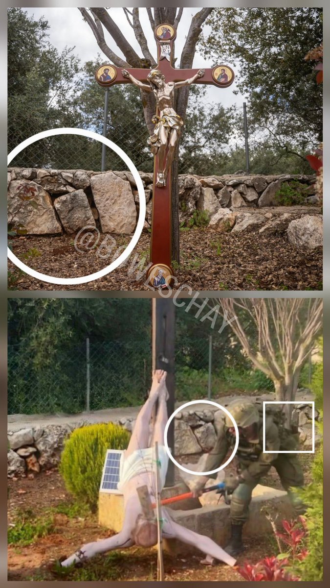 <a href="/IDF/">Israel Defense Forces</a> No. You didn't. You pretended to. Italian troops repaired the cross. You put a cheap crucifix against a tree and photographed it to make it look like you did.
