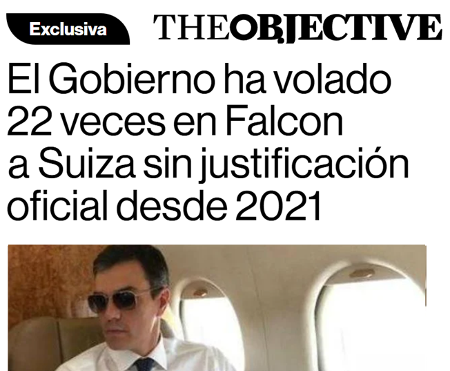 República Dominicana y Suiza.

Los dos países del mundo donde más viajan los Falcon del gobierno de Sánchez fuera de la UE, solo tras EEUU. 

Un país de casi imposible extradición y un país con secreto bancario. 

Casualidades progresistas.