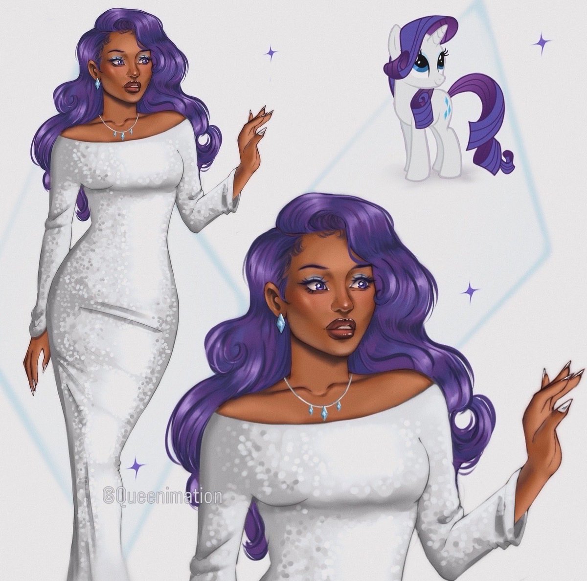 Queenimationn's tweet photo. Rarity 🦄💎💜in my style https://t.co/tCuzErbLI0