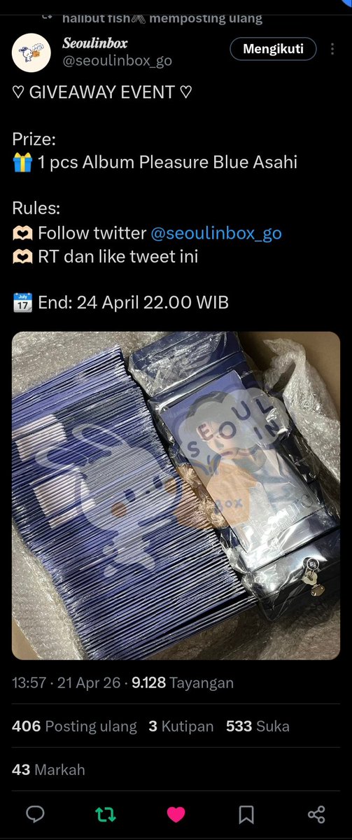 jeraaa_park's tweet photo. @seoulinbox_go Done yah kak, wish me luck🤩 https://t.co/yEE4FU3EkI