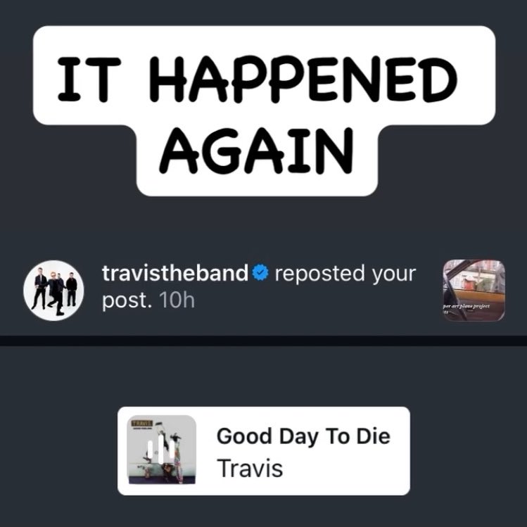 PAPP_official's tweet photo. It’s been known since 2022 that Travis were aware of IMW to some extent (notably the artwork), thanks to Facebook fans' support. But this week has resurfaced that fact by so much 😭 My heart is full ♥️

The complete TRAVIS series is available now! https://t.co/ENc5aJ4Sly https://t.co/RheUsdp4ZI