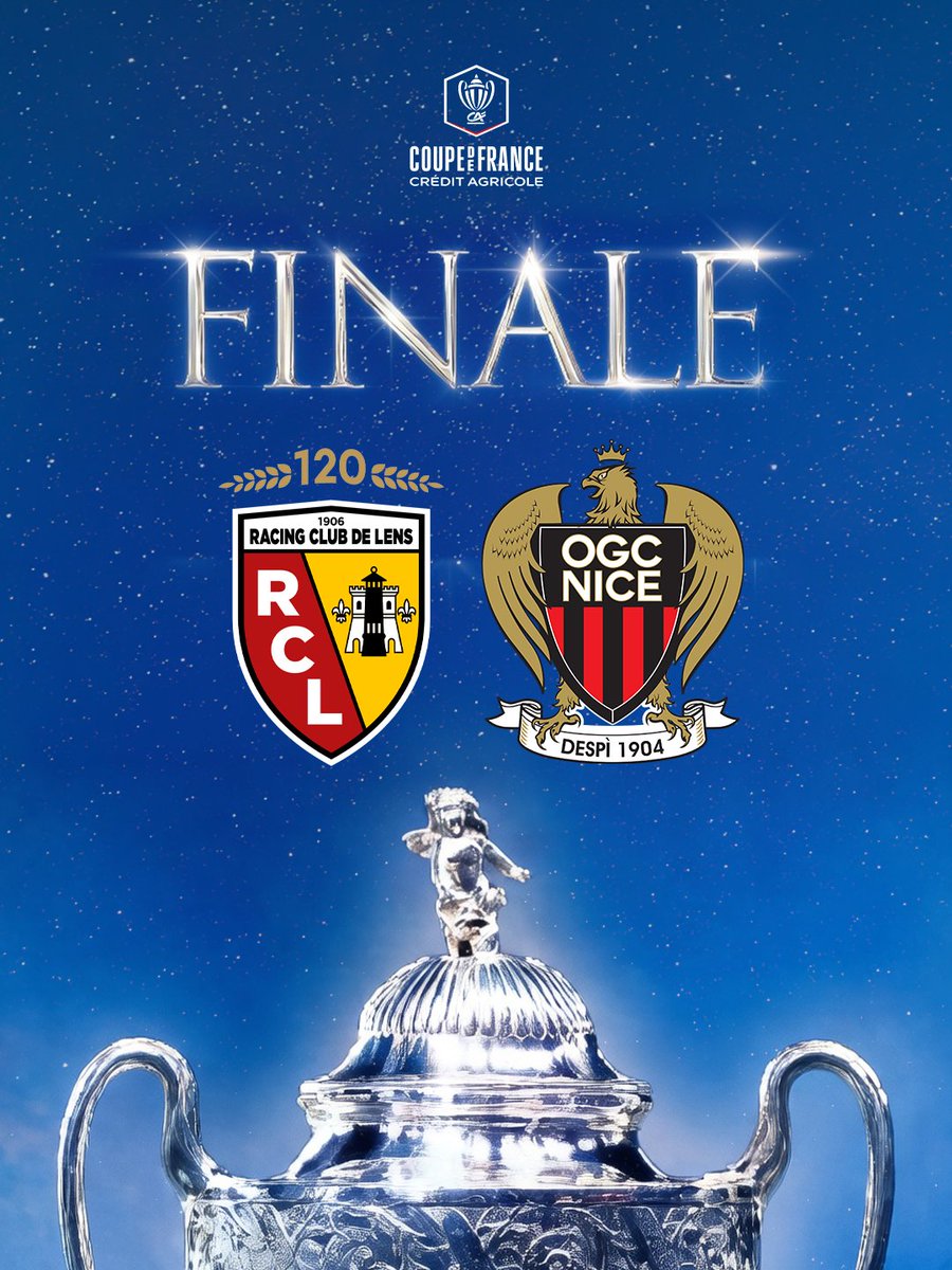 coupedefranceCA's tweet image. 🔴🟡 𝗟𝗘𝗡𝗦 🆚 𝗡𝗜𝗖𝗘 🔴⚫️

LA FINALE DE LA 109ÈME ÉDITION DE LA COUPE DE FRANCE CRÉDIT AGRICOLE 🏆

🔜 RDV le vendredi 22 mai au @StadeFrance 🏟️