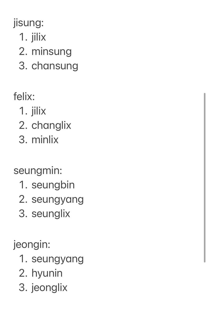 fa1ryracha's tweet photo. as an enjoyer of literally any skz ship ever this took me fucking ages LMAO the list could be different every single day https://t.co/iUcQr9BrYV