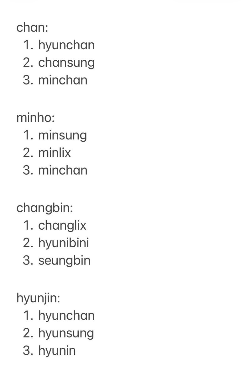 fa1ryracha's tweet photo. as an enjoyer of literally any skz ship ever this took me fucking ages LMAO the list could be different every single day https://t.co/iUcQr9BrYV