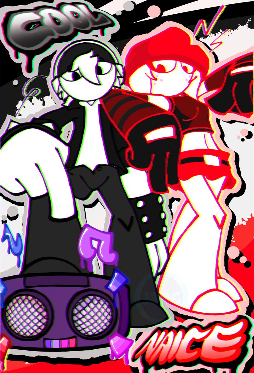 BlueJrArt's tweet photo. "LIVING GRAFFITI" 🎶

These are 2 of my OCs I redesigned recently, the idea was to be like, some graffiti, cool, Friday Night Funkin esque characters, ya know? They are Cool and Naice, get it? k. I'm happy with them.

' 2026
#originalcharacterart #originalcharacter #oc https://t.co/gmAewpsd1R