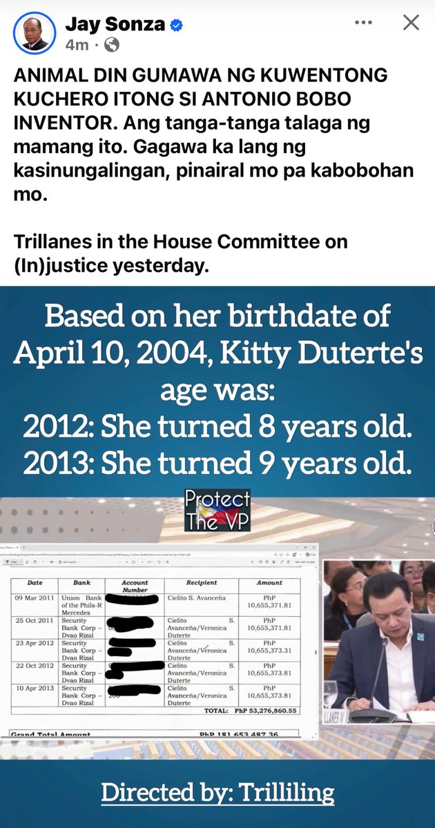Sana 2028 na! Excited talaga ako na sangkatutak na kaso ang maisampa dahil sa kasinungalingan para himas rehas si Trililing ng habangbuhay!✊🏻✊🏻✊🏻👊🏻

📸CTTO-