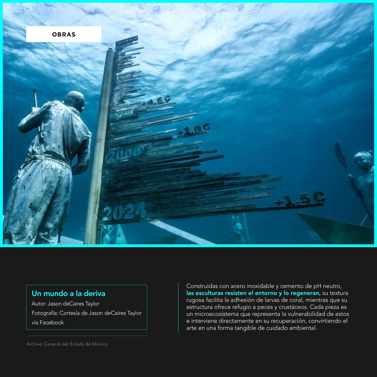 agem_mex's tweet image. Cuando el #arte vive y respira… 
Más que conmover, las #esculturas de Jason deCaires Taylor interviene en la realidad, y en el #DíaDeLaTierra, su #obra restaura #ecosistemas, con una simbiosis que celebra nuestro hogar no sólo contemplándolo, sino sanándolo.
#AGEMÉX