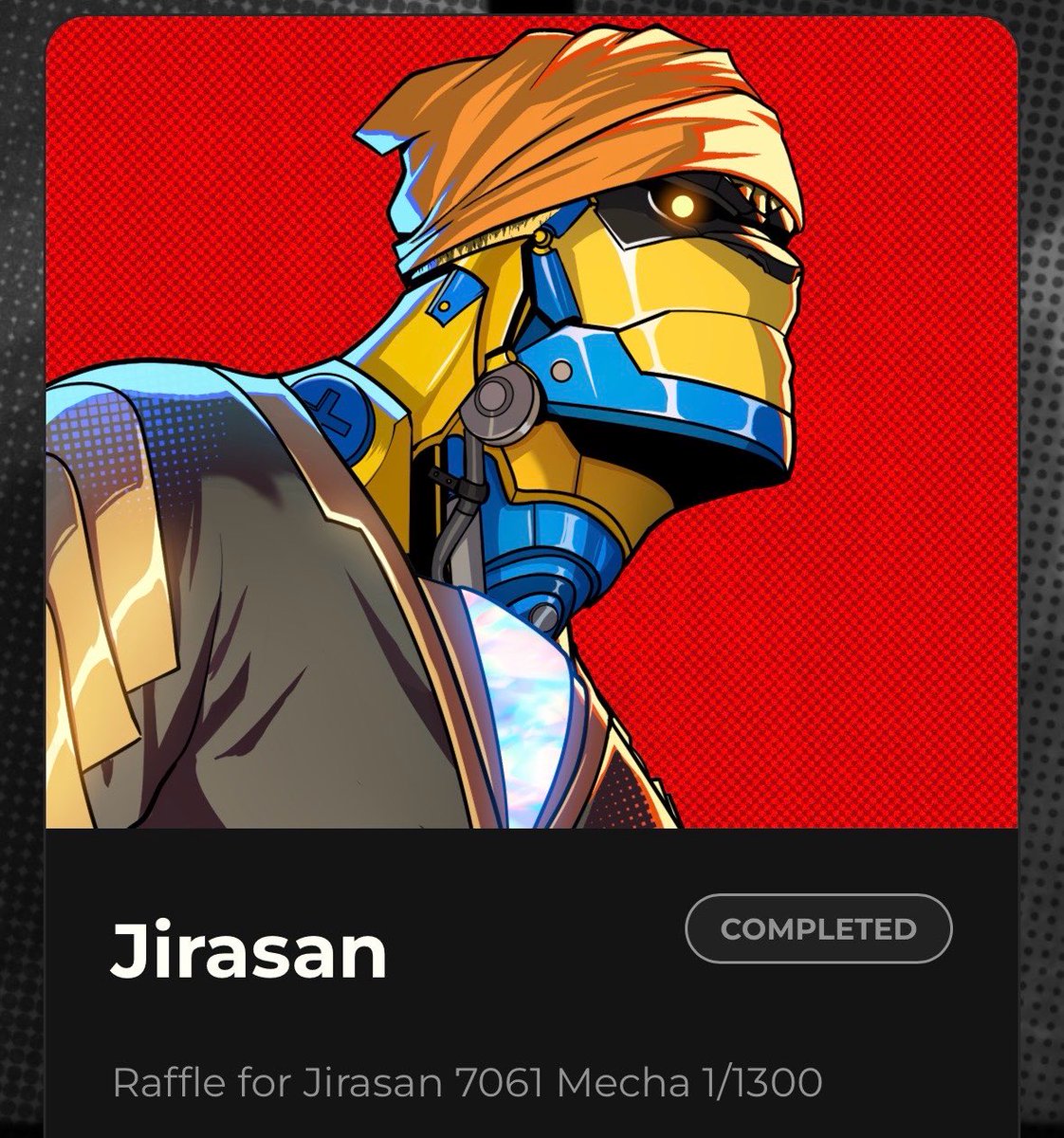 taydot3103's tweet photo. Really miss NFT degening. Real life definitely got in the way over the past months. Still checking in but no time to vibe on Discord and way out of the loop!

Dropped back in to see @JirasanOfficial is all change. Checked the new dashboard, noticed I had points (rice) to use & entered the mecha raffle that was running. 

Ended up getting lucky, winning, and feeling very grateful. Still trying to balance IRL things but definitely got me motivated to create more time!

Thanks to @MasterSANdoteth for catching me up on some stuff when I reached out, and always putting in work! 🔴