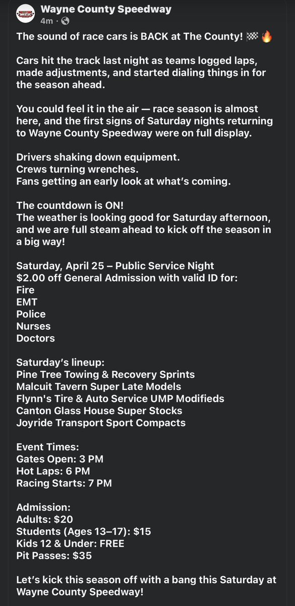 Wayne County Speedway tweet media