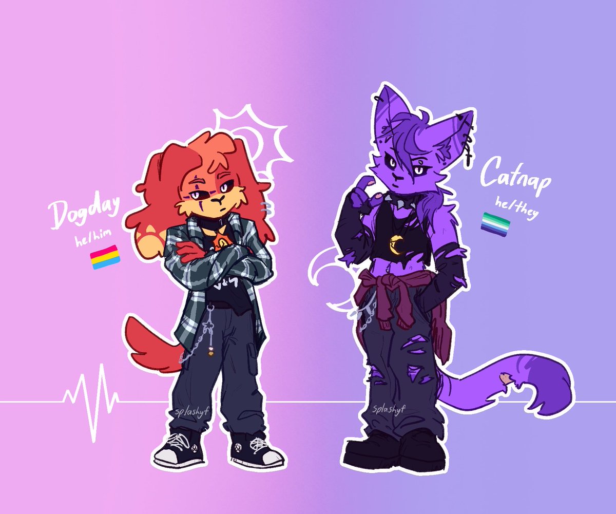 splashyff's tweet image. sun dog &amp;amp; moon cat 
(tally au)
#smilingcritters #dogday #catnap