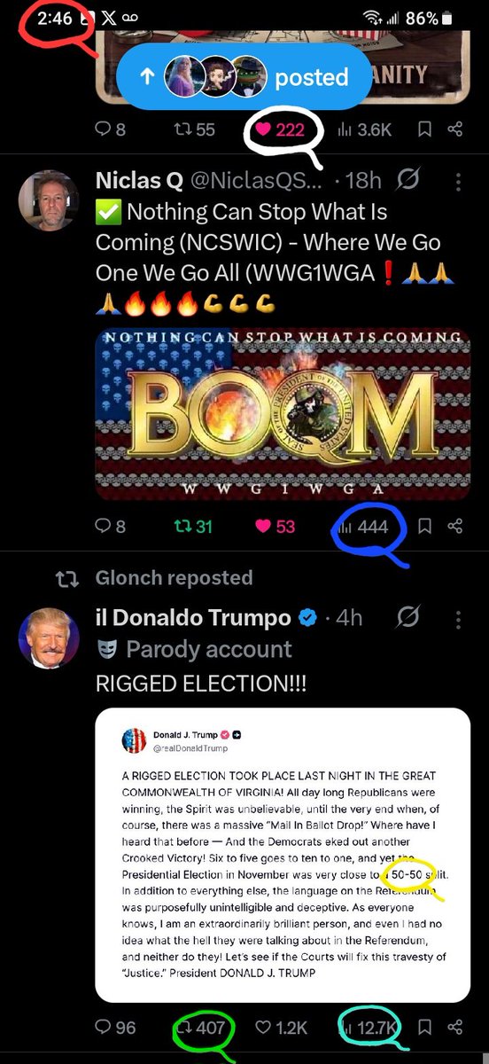 DeanDavis33's tweet photo. 5️⃣0️⃣🪞 #FiftyFifty
#WhatAreTheOdds 😁
2️⃣4️⃣6️⃣ #TwoFourSix
2️⃣2️⃣2️⃣ #TwoTwoTwo
4️⃣4️⃣4️⃣ #FourFourFour
1️⃣2️⃣7️⃣ #OneTwoSeven 🐸
4️⃣0️⃣7️⃣ #FourZeroSeven 🐇 https://t.co/okL6XwI2Tn