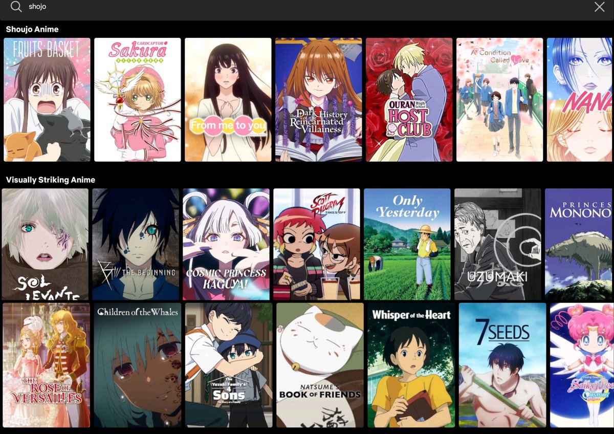 I checked and yes Netlix has a better shoujo anime lineup than the site wholly dedicated to anime.