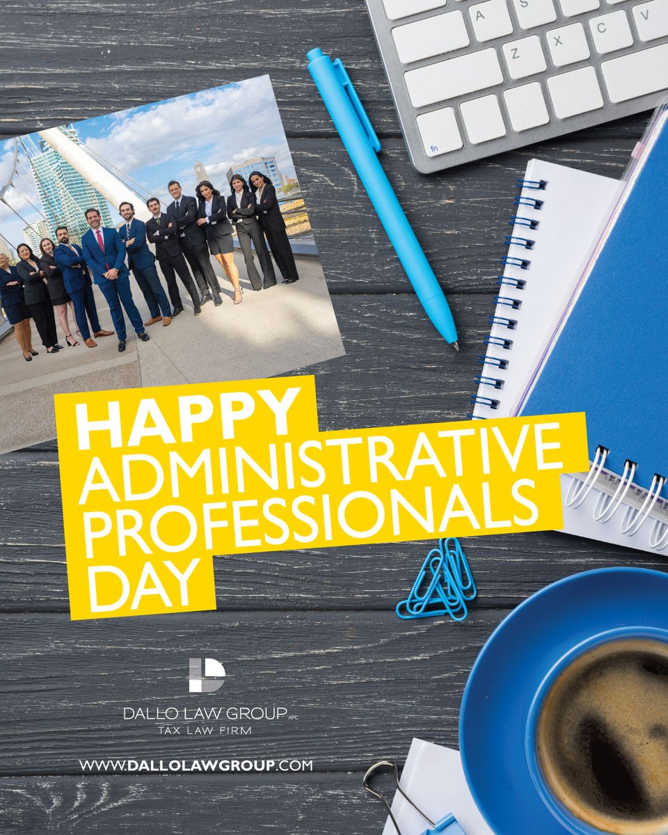 DalloLawGroup's tweet image. Happy Administrative Professionals Day!

We appreciate the hard work, organization, and dedication that keep everything running smoothly behind the scenes. Thank you for all that you do.

#AdministrativeProfessionalsDay #ThankYou #DalloLawGroup